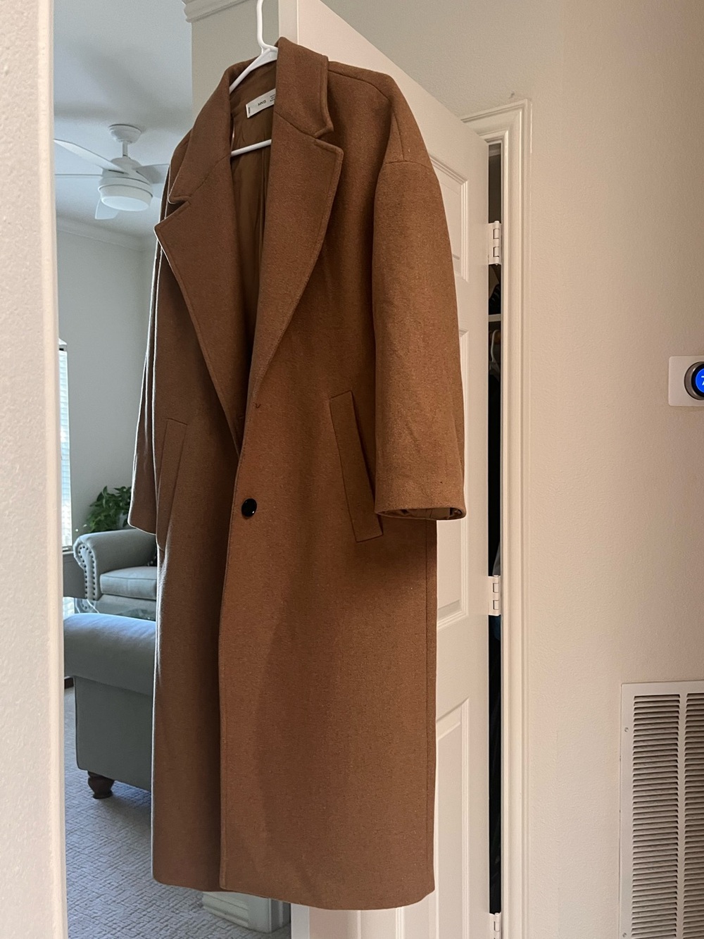 MNG Mango Camel Wool Blend Long Coat (Size 8/M)
